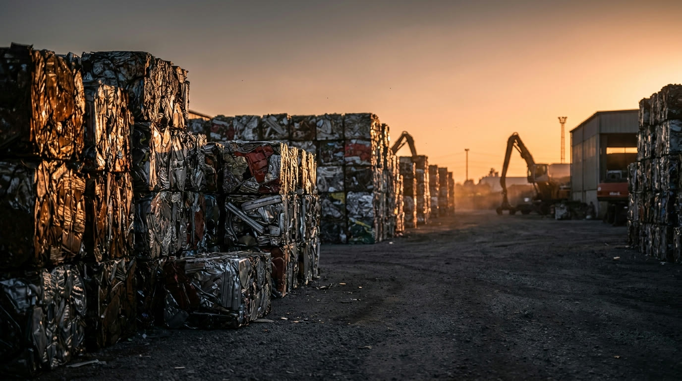 Sorted metal scrap bales